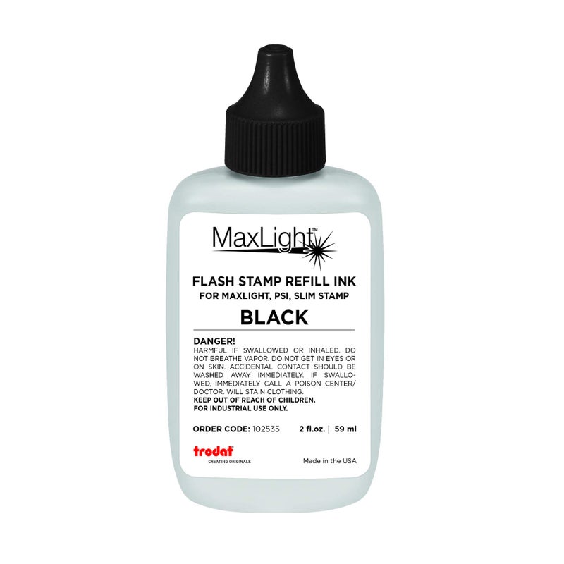 Trodat ML2OZ-BLK Maxlight Refill Ink 2oz Bottle Color Black - Image 1